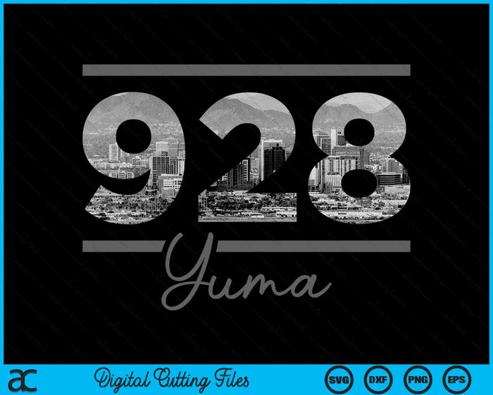 Yuma 928 Netnummer Skyline Arizona Vintage SVG PNG digitale snijbestanden