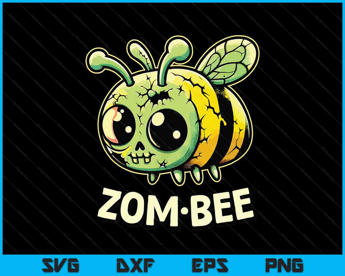 Zom Bee Adorably Creepy Zombie Bee Cartoon Halloween SVG PNG Digital Printable Files