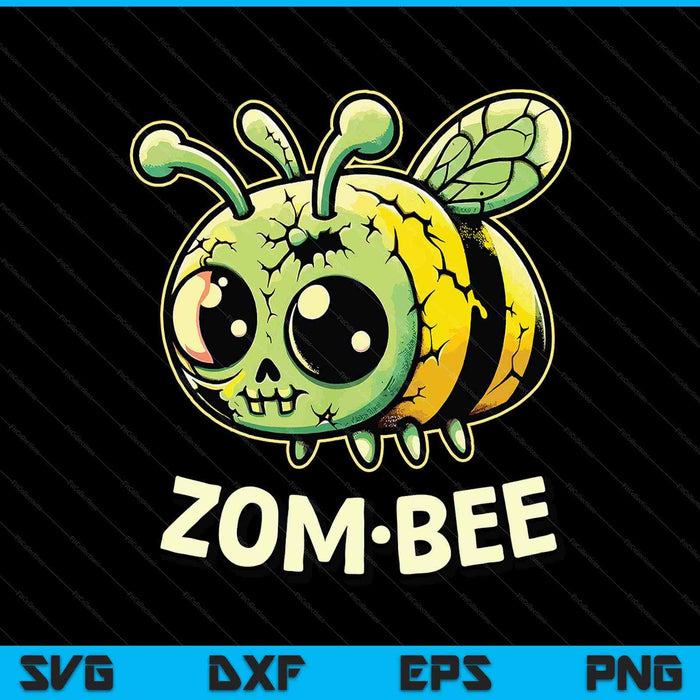 Zom Bee Adorably Creepy Zombie Bee Cartoon Halloween SVG PNG Digital Printable Files