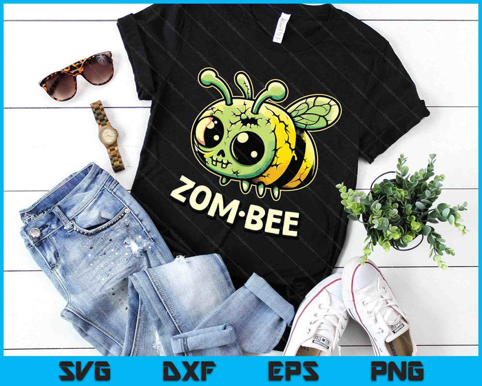 Zom Bee Adorably Creepy Zombie Bee Cartoon Halloween SVG PNG Digital Printable Files