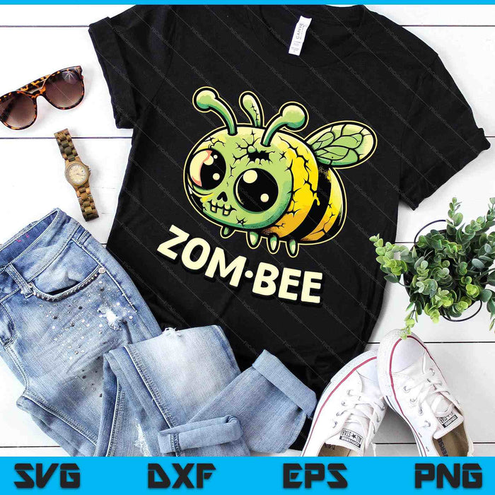 Zom Bee Adorably Creepy Zombie Bee Cartoon Halloween SVG PNG Digital Printable Files
