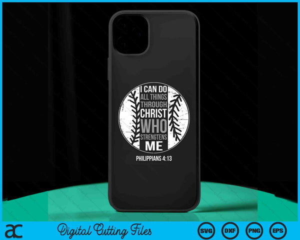 Baseball Bible Verse Christian Sayings Philippians 4-13 SVG PNG Digital Printable Files