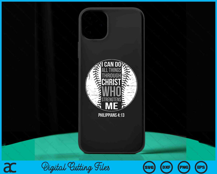 Softball Bible Verse Christian Sayings Philippians 4-13 SVG PNG Digital Printable Files