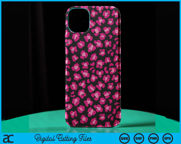 iPhone 13 Pro Max Hot Pink Leopard Animal Print Pattern Cute Cheetah SVG PNG Digital Cutting Files - on a t-shirt