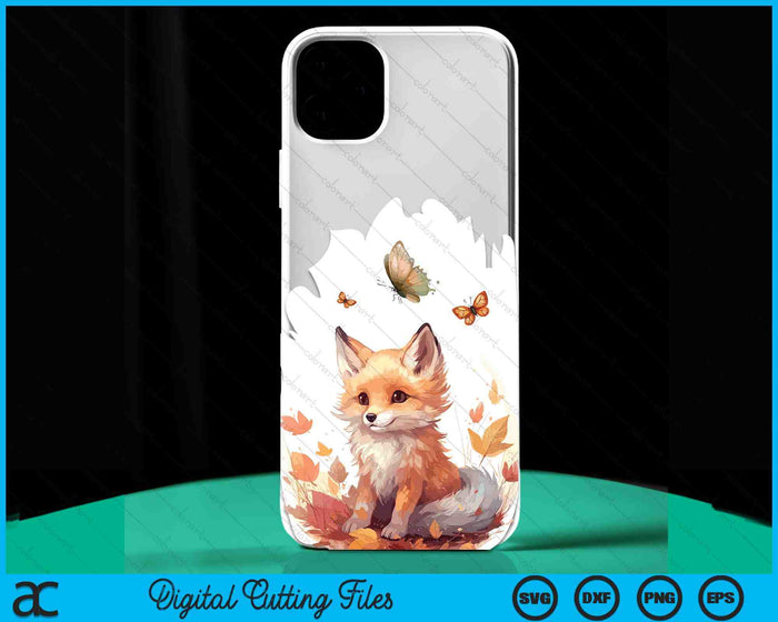 iPhone 14 Fox Butterfly Forest Animal SVG PNG Digital Cutting File