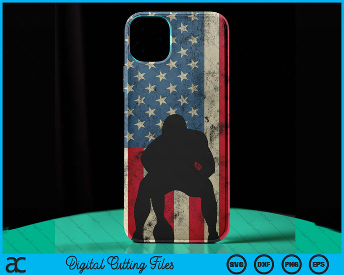 iPhone 15 Pro Max American Football Lineman Offensive Player On Usa Flag Case SVG PNG Digital Cutting Files