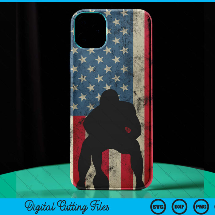 iPhone 15 Pro Max American Football Lineman Offensive Player On Usa Flag Case SVG PNG Digital Cutting Files