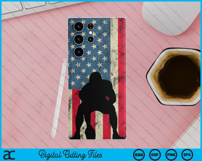 iPhone 15 Pro Max American Football Lineman Offensive Player On Usa Flag Case SVG PNG Digital Cutting Files