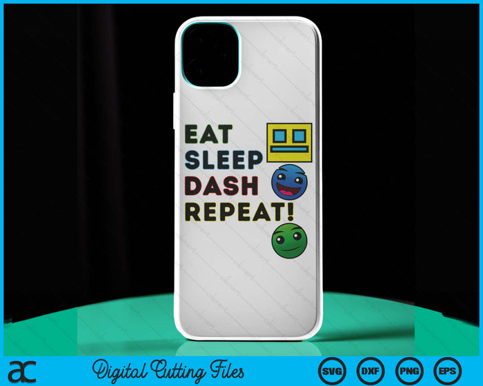 iPhone 15 Pro Max Eat Sleep Dash Repeat Video Game Geometry Video Gamer Case SVG PNG Digital Cutting Files