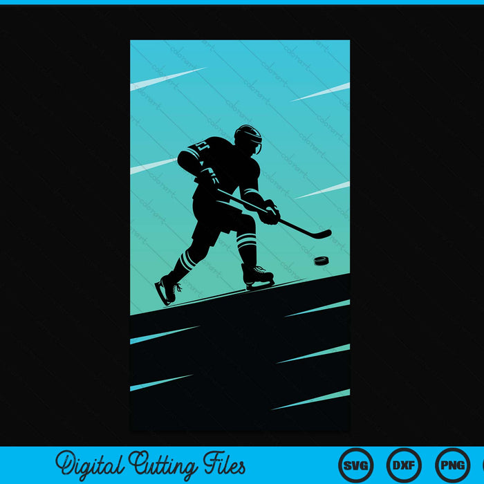 iPhone 15 Pro Max Shadow Ice Hockey Player Sports Team Puck Winter Game Gift Case SVG PNG Digital Cutting Files