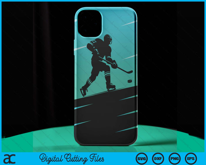 iPhone 15 Pro Max Shadow Ice Hockey Player Sports Team Puck Winter Game Gift Case SVG PNG Digital Cutting Files