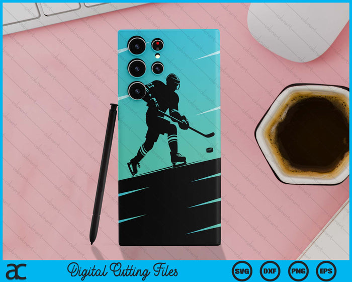 iPhone 15 Pro Max Shadow Ice Hockey Player Sports Team Puck Winter Game Gift Case SVG PNG Digital Cutting Files