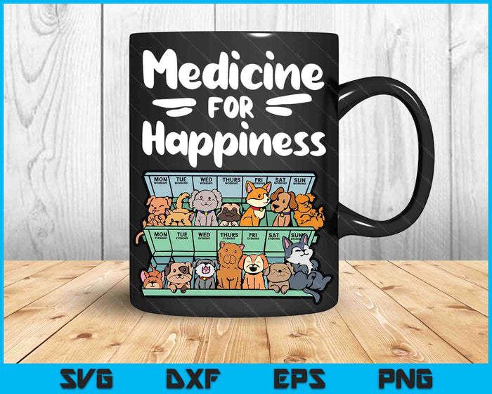 Medicine For Happiness Pill Box Animals Dog Breeds Puppies SVG PNG Digital Cutting Files