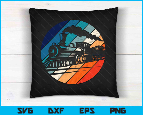 Rain Railroad Vintage Locomotora Viejo Modelo SVG PNG Archivos de Corte Digital