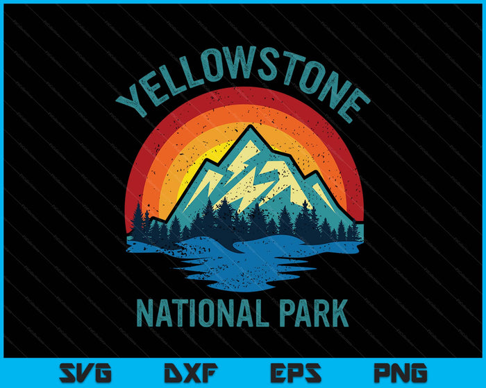 yellowstone national park vintage sunset retro SVG PNG Digital Printable Files