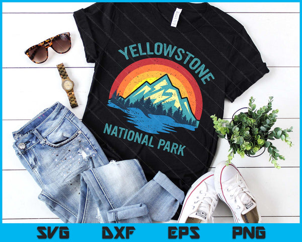 yellowstone national park vintage sunset retro SVG PNG Digital Printable Files