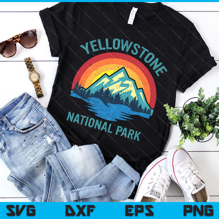 yellowstone national park vintage sunset retro SVG PNG Digital Printable Files