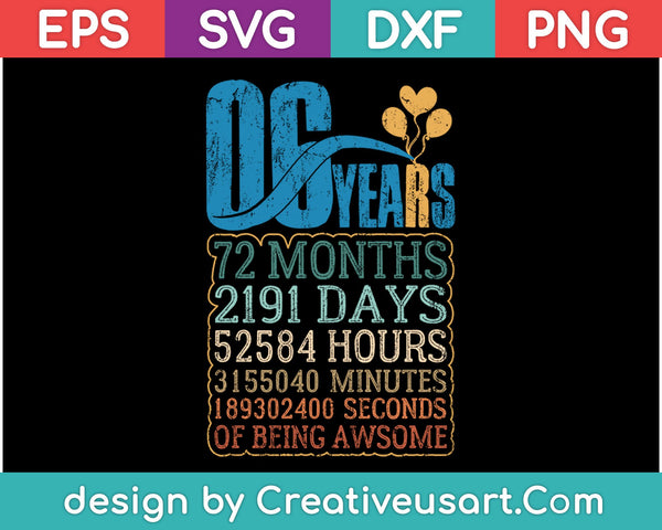 6th Birthday T-Shirt Design SVG, PNG Cutting Printable Files