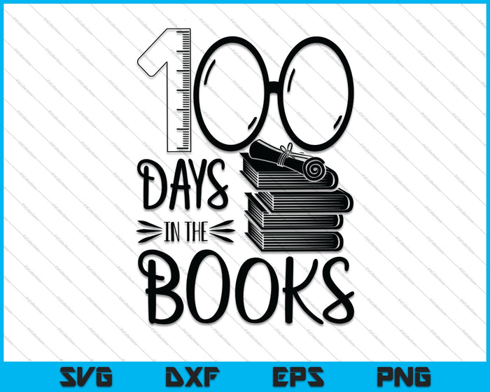 100 días en los libros SVG PNG cortando archivos imprimibles