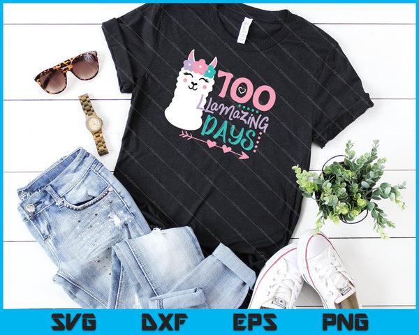 100 días llamazing de regreso a la escuela SVG PNG cortando archivos imprimibles - on a t-shirt