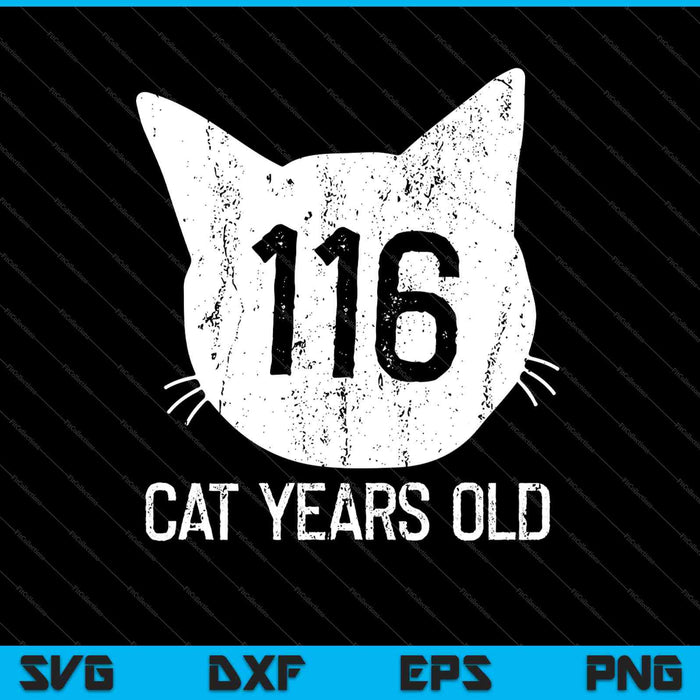 116 kat jaar oud 25e verjaardagscadeau voor kattenliefhebbers SVG PNG snijden afdrukbare bestanden