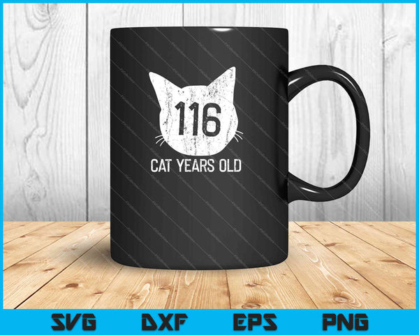 116 kat jaar oud 25e verjaardagscadeau voor kattenliefhebbers SVG PNG snijden afdrukbare bestanden