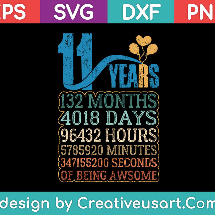 11th Birthday T-Shirt Design SVG, PNG Cutting Printable Files