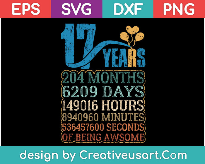 17th Birthday T-Shirt Design SVG, PNG Cutting Printable Files