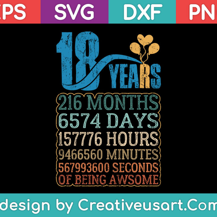 18th Birthday T-Shirt Design SVG, PNG Cutting Printable Files