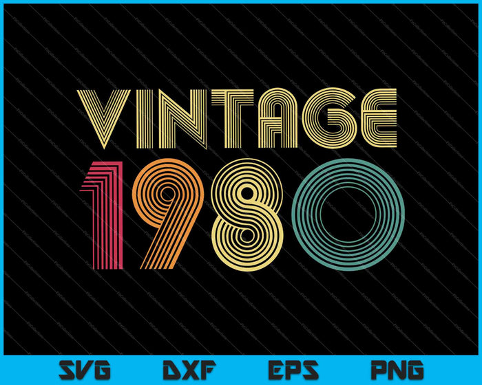1980 40e verjaardag cadeau Vintage Retro 40 jaar oude SVG PNG snijden afdrukbare bestanden