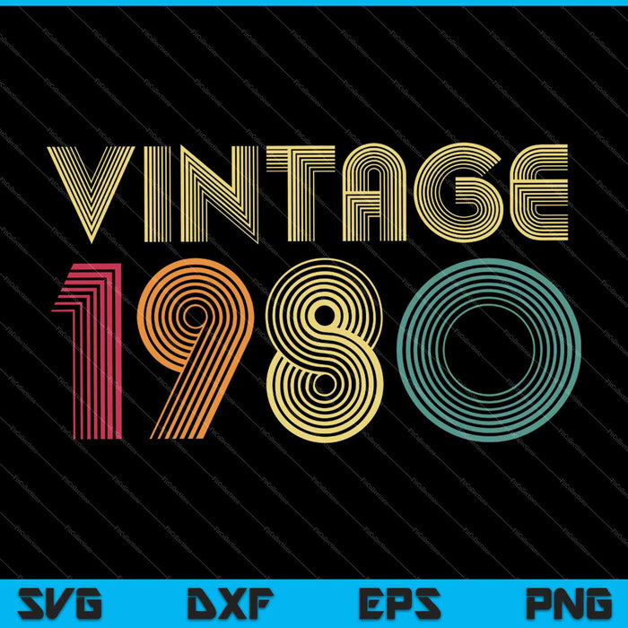 1980 40.o regalo de cumpleaños Vintage Retro 40 años SVG PNG Cortar archivos imprimibles