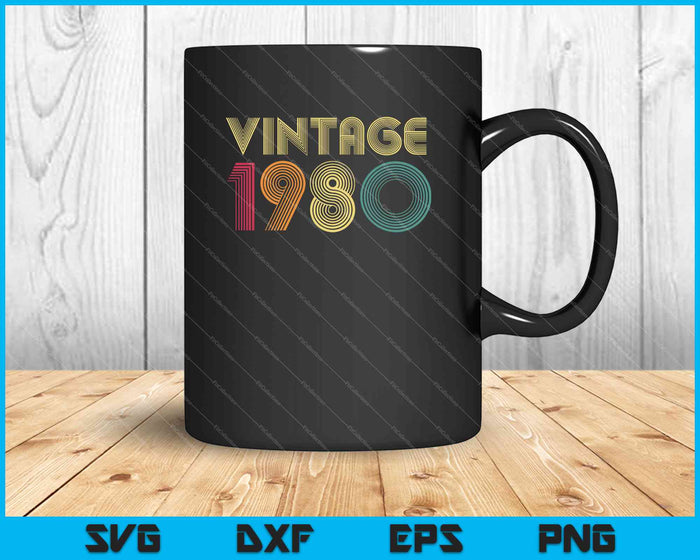 1980 40.o regalo de cumpleaños Vintage Retro 40 años SVG PNG Cortar archivos imprimibles