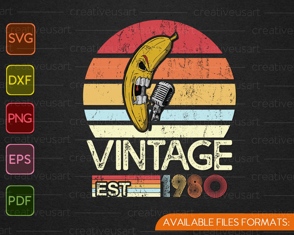 Camisa 1980. Regalo de cumpleaños número 40 vintage, música divertida SVG PNG cortando archivos imprimibles