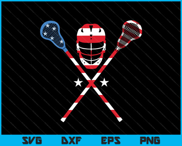 4 juli Amerikaanse vlag patriottische Lacrosse SVG PNG snijden afdrukbare bestanden