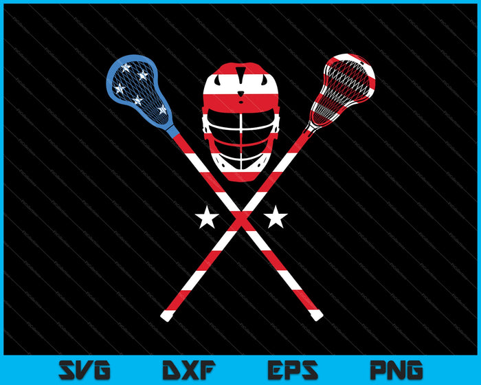 4 de julio Bandera Americana Patriótica Lacrosse SVG PNG Cortando Archivos Imprimibles