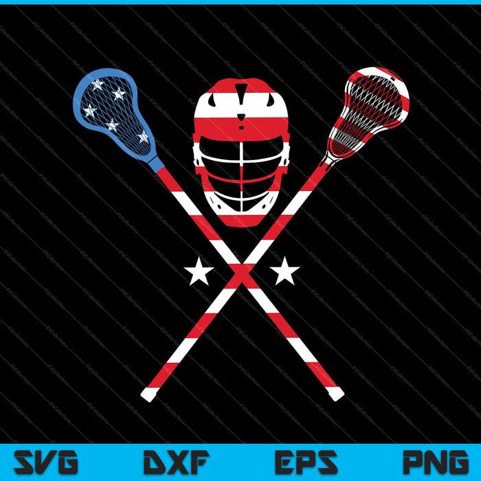 4th Of July American Flag Patriotic Lacrosse SVG PNG Cutting Printable Files