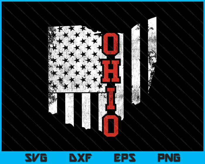 4 de julio Estado de Ohio EE.UU. Estados de la bandera de EE.UU. Vintage SVG PNG Cortando archivos imprimibles