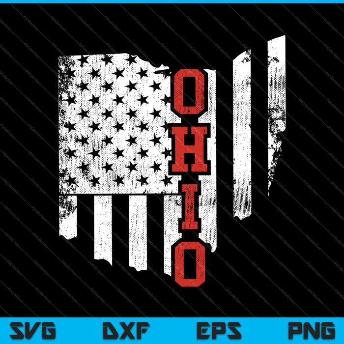 4 juli Ohio State USA Amerikaanse vlagstaten Vintage SVG PNG snijden afdrukbare bestanden