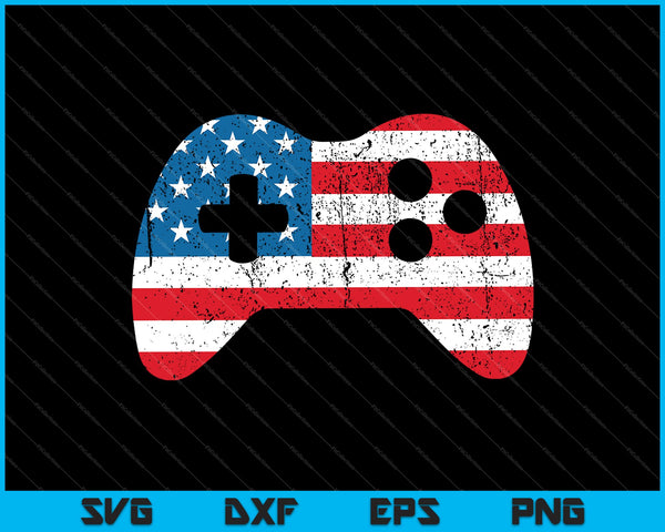 4 juli T Shirt Design Video Gamer USA vlag SVG PNG snijden afdrukbare bestanden