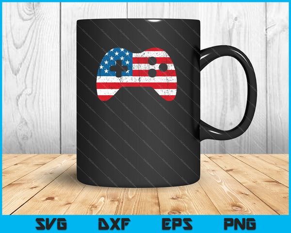 4 de julio Diseño de camiseta Video Gamer Bandera de EE. UU. SVG PNG Cortar archivos imprimibles