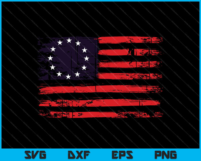 4 de julio Bandera de batalla patriótica Betsy Ross 13 colonias SVG PNG Cortando archivos imprimibles