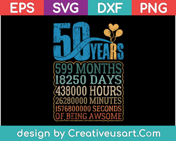 Diseño de camiseta del 50 cumpleaños SVG, PNG cortando archivos imprimibles