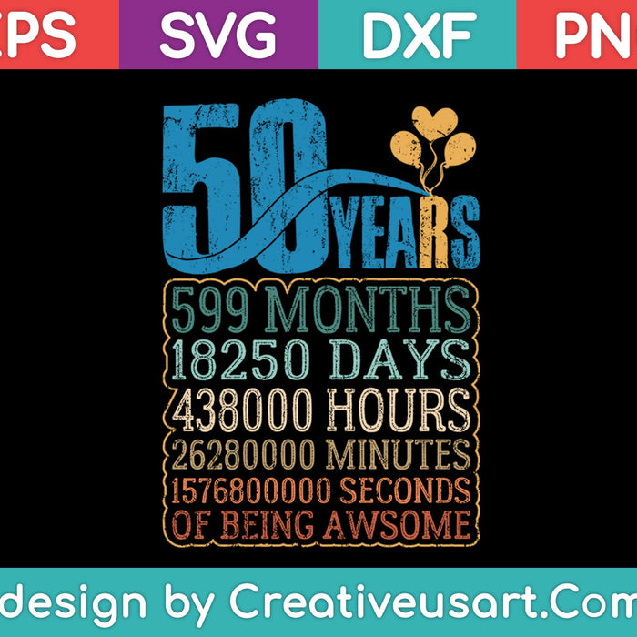 Diseño de camiseta del 50 cumpleaños SVG, PNG cortando archivos imprimibles