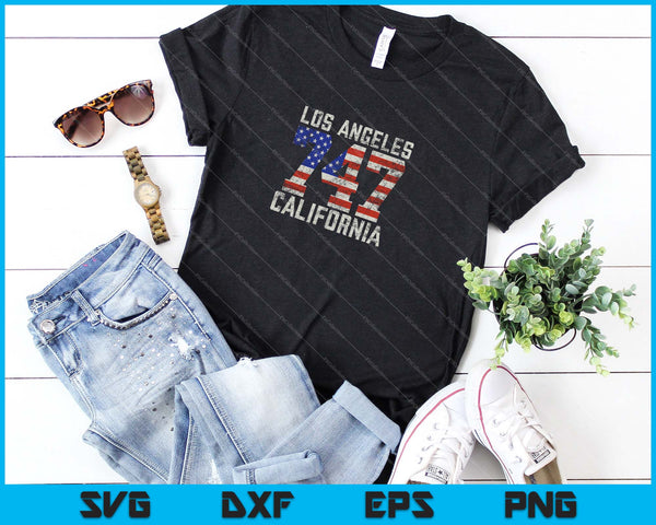 747 Código de área Los Ángeles California SVG PNG Cortar archivos imprimibles - on a t-shirt