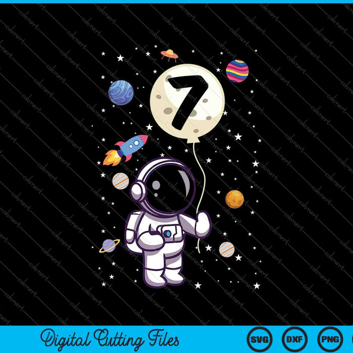 7 años 7o cumpleaños niño astronauta SVG PNG cortando archivos imprimibles