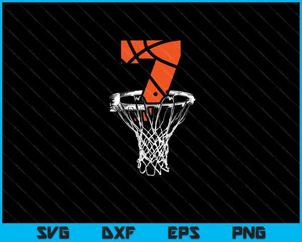 7th birthday basketball SVG cut file