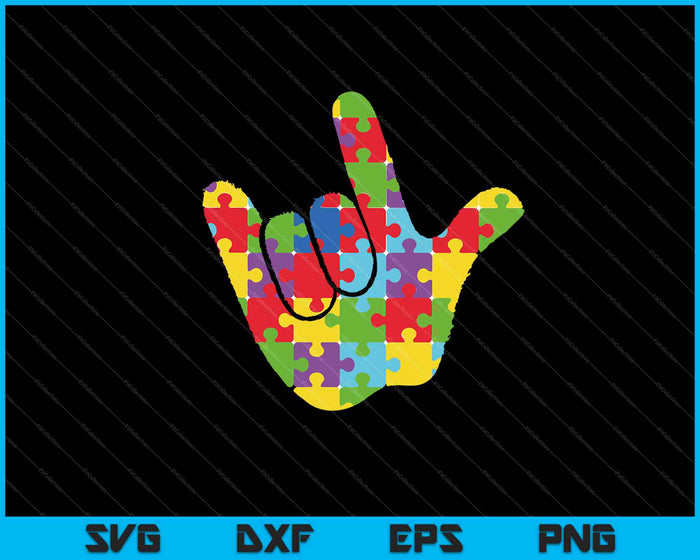 ASL Love Sign Language Autism Gift Awareness SVG PNG Cutting Printable Files