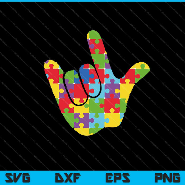 ASL Love Sign Language Autism Gift Awareness SVG PNG Cutting Printable Files