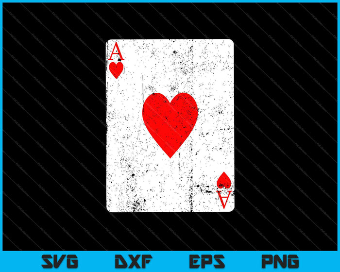 Ace Of Hearts Vintage Playing Card Disfraz de Halloween SVG PNG Cortar archivos imprimibles