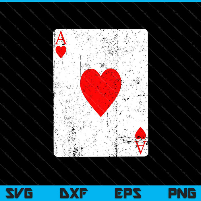 Ace Of Hearts Vintage Playing Card Disfraz de Halloween SVG PNG Cortar archivos imprimibles